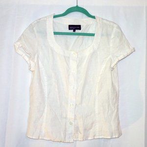 JONES NEW YORK White Linen Short Sleeve top